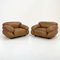 Camel Leather Sesann Armchairs by Gianfranco Frattini for Cassina, 1970s, Set of 2 1
