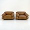 Camel Leather Sesann Armchairs by Gianfranco Frattini for Cassina, 1970s, Set of 2 2