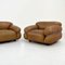 Camel Leather Sesann Armchairs by Gianfranco Frattini for Cassina, 1970s, Set of 2 8