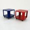 Colourful Side Tables on Wheels, 1980s, Set of 2 1