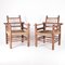 Cord and Wood Armchairs Attributed to Charles Dudouyt, 1950s, Set of 2 1