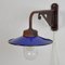 Industrial Blue Glass & Iron Outdoor Lamp, 1960s 2