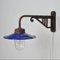 Industrial Blue Glass & Iron Outdoor Lamp, 1960s, Image 8