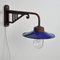 Industrial Blue Glass & Iron Outdoor Lamp, 1960s 1