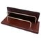 French Letter Holder in Brown Leather and Brass, 1950 1