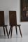 Scandinavian Sculptural Side Chairs in Carved Dark Stained Oak, Set of 2 2