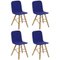 Simple Tria Chairs in Oak with Blue Felter by Colé Italia, Set of 4, Image 1