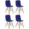 Simple Tria Stühle aus Eiche mit blauem Felter von Colé Italia, 4er Set 1