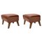 Brown Leather and Smoked Oak My Own Chair Footstools by Lassen, Set of 2, Image 1