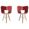 3 Legged Tria Chairs in Red Colored Wood by Colé Italia, Set of 2 1
