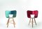 3 Legged Tria Chairs in Red Colored Wood by Colé Italia, Set of 2 5