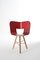 3 Legged Tria Chairs in Red Colored Wood by Colé Italia, Set of 2 2