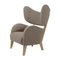 Natural Oak My Own Chair Lounge Chair in Dark Beige Raf Simons Vidar 3 Fabric by Lassen 2