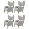 Natural Oak My Own Chair Lounge Chairs in Light Grey Raf Simons Vidar 3 Fabric by Lassen, Set of 4 1