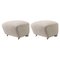Natural Oak Tired Man Footstools in Light Beige Sahco Zero Fabric by Lassen, Set of 2, Image 1