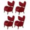 Smoked Oak My Own Chair Lounge Chairs in Red Raf Simons Vidar 3 Fabric by Lassen, Set of 4 1