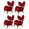 Smoked Oak My Own Chair Lounge Chairs in Red Raf Simons Vidar 3 Fabric by Lassen, Set of 4, Image 1