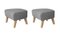 Natural Oak Footstools in Grey Sahco Zero Fabric by Lassen, Set of 2, Image 2