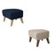 Natural Oak Footstools in Grey Sahco Zero Fabric by Lassen, Set of 2, Image 4