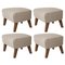 Smoked Oak Footstools in Beige Sahco Zero Fabric by Lassen, Set of 4 1