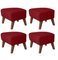 Smoked Oak My Own Chair Footstools in Red Raf Simons Vidar 3 Fabric by Lassen, Set of 4 2