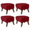 Smoked Oak My Own Chair Footstools in Red Raf Simons Vidar 3 Fabric by Lassen, Set of 4 1