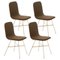 High Back Tria Stools in Gold with Brown Upholstery by Colé Italia, Set of 4 1