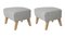 Natural Oak My Own Chair Footstools in Light Grey Raf Simons Vidar 3 Fabric by Lassen, Set of 2 2