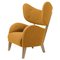 Natural Oak My Own Chair Lounge Chair in Orange Raf Simons Vidar 3 Fabric by Lassen 1