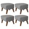 Smoked Oak My Own Chair Footstools in Grey Raf Simons Vidar 3 Fabric by Lassen, Set of 4 1