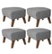 Smoked Oak My Own Chair Footstools in Grey Raf Simons Vidar 3 Fabric by Lassen, Set of 4 2