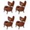 Smoked Oak My Own Chair Lounge Chairs in Brown Leather by Lassen, Set of 4 1