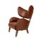 Smoked Oak My Own Chair Lounge Chairs in Brown Leather by Lassen, Set of 4 2