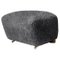 Smoked Oak The Tired Man Footstool in Anthracite Sheepskin by Lassen 1