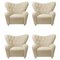The Tired Man Lounge Chairs in Beige Sahco Zero Fabric by Lassen, Set of 4, Image 1