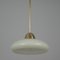 Art Deco Bauhaus Cream Opaline Glass and Brass Pendant, Germany, 1930s, Image 6