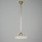Lámpara colgante Bauhaus Art Déco de vidrio opalino crema y latón, años 30, Imagen 4