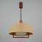 Mid-Century Raffia Teak and Milk Glass Pendant from Temde, Switzerland, 1960s 17