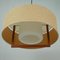 Mid-Century Raffia Teak and Milk Glass Pendant from Temde, Switzerland, 1960s 13