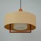 Mid-Century Raffia Teak and Milk Glass Pendant from Temde, Switzerland, 1960s 5