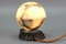 Art Deco White and Black Alabaster Globe Sphere Night Lamp, 1930s, Image 5