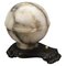 Art Deco White and Black Alabaster Globe Sphere Night Lamp, 1930s 1