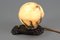 Art Deco White and Black Alabaster Globe Sphere Night Lamp, 1930s, Image 9