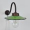 Industrial Green Glass & Iron Outdoor Lamp, 1960s 2