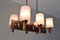 Lampadario moderno in teak e vetro di Murano a sei luci, anni '60, Immagine 8