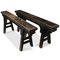 Bancs Antiques en Orme Foncé, Chine, Set de 2 3