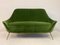 Italienisches Sofa aus grünem Baumwollsamt, 1960er 9