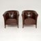 Antique Swedish Leather Armchairs, Set of 2 2