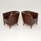 Antique Swedish Leather Armchairs, Set of 2, Image 3