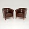 Antique Swedish Leather Armchairs, Set of 2, Image 1
